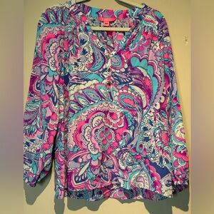 Lilly Pulitzer Elsa Silk Blouse M